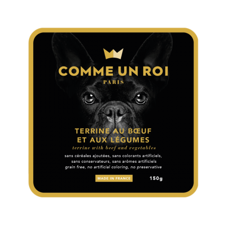 Comme Un Roi - Terrine Sans Céréales Ajoutées au Buf et aux Légumes Chien 150 gr