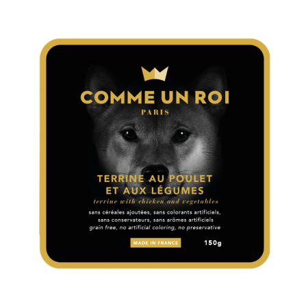 Comme Un Roi - Terrine Sans Céréales Ajoutées au Poulet et aux Légumes Chien 150 gr