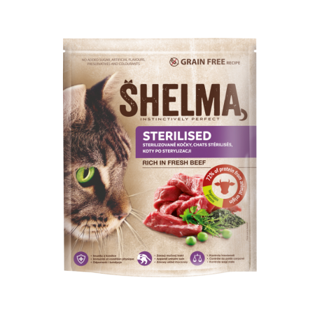 Shelma -  Croquettes Sans Céréales riches en boeuf Chat Stérilisé