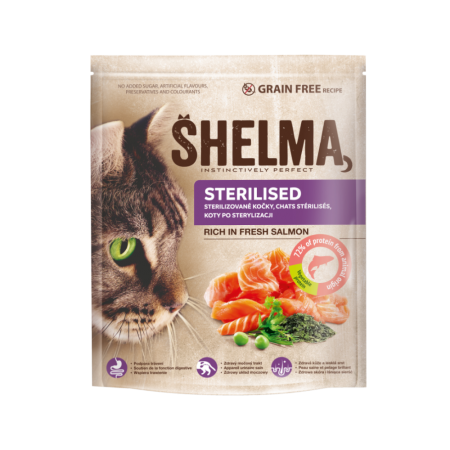 Shelma -  Croquettes Sans Céréales riches en saumon Chat Stérilisé