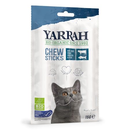 Yarrah - Bâtonnets à Mâcher Bio au Poisson Label MSC Chat 15gr