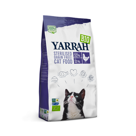 Yarrah - Croquettes Bio Sans Céréales Poulet & Poisson Chat Stérilisé et Surpoids