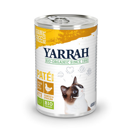 Yarrah - Pâté Bio Sans Céréales Poulet Chat 400gr